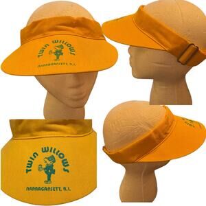 Vintage Yellow Adjustable Visor Hat Twin Willows Narragansett Rhode Island